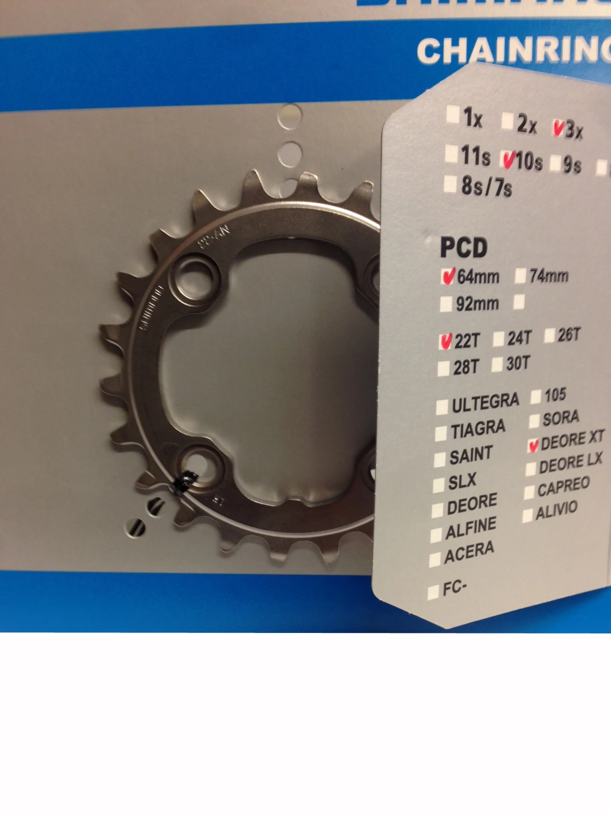 Shimano XT FC-M782 22 Zähne 3x10 Kettenblatt 2 Shimano XT FC-M782 22 Zähne 3x10 Kettenblatt – Bild 2